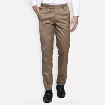 Lycra Blend Regular Fit Men Formal Trouser - Beige