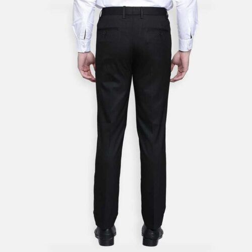 Lycra Blend Regular Fit Men Formal Trouser - Black