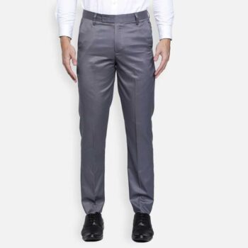 Lycra Blend Regular Fit Men Formal Trouser - Grey