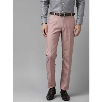Sojanya (Since 1958) Men's Cotton Blend Beige Solid Formal Trousers