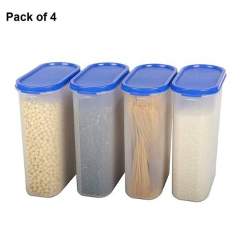 Oval Modular Container - Jar & Container 2500ML Plastic Cereal Dispenser, Air Tight, Grocery Container, Fridge Container Kitchen Storage jar set (Pack Of 4)