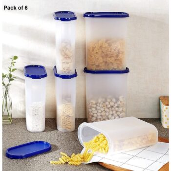 Oval Modular Container - Jar & Container 2500ML Plastic Cereal Dispenser, Air Tight, Grocery Container, Fridge Container Kitchen Storage jar set (Pack Of 6)