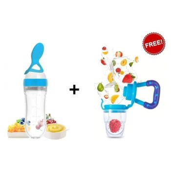 Pack of 1 Baby Spoon Bottle + Chewer Fruit Feeder Free Assorted Color