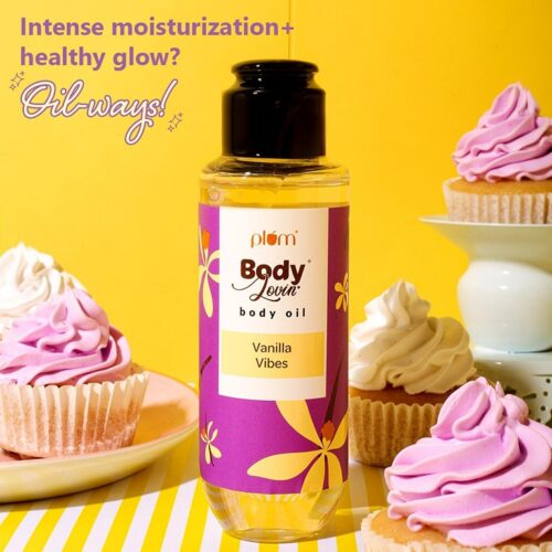 Plum BodyLovin’ Vanilla Vibes Body Oil (100 ml), Normal to Dry Skin, Deep Moisturization, Instant Glow