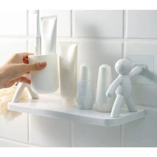 Self Adhesive Cute Floating Shelves Wall Shelf for Kitchen Bathroom Entryway White