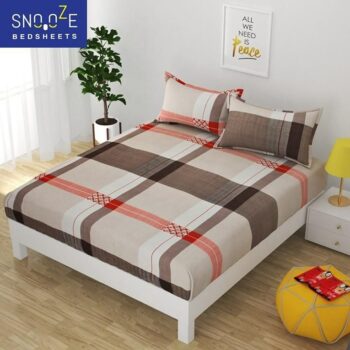 Snooze Elastic Fitted Queen Size Bedsheet - Cream