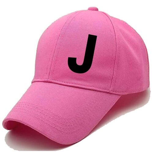Unisex Solid J Printed Cotton Cap - Pink