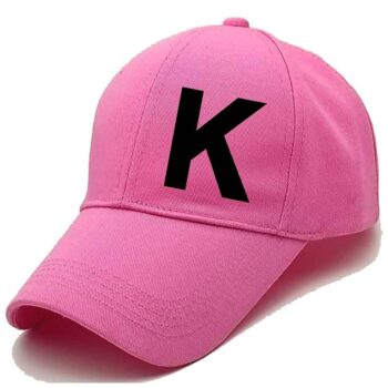 Unisex Solid K Printed Cotton Cap - Pink