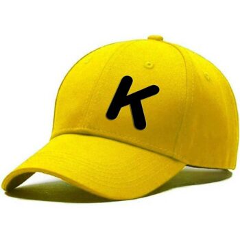 Unisex Solid K Printed Cotton Cap - Yellow