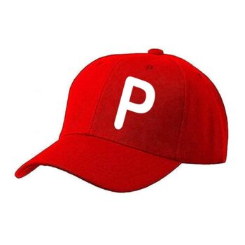 Unisex Solid P Printed Cotton Cap - Red