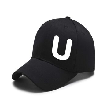 Unisex Solid U Printed Cotton Cap - Black