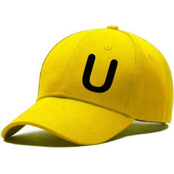 Unisex Solid U Printed Cotton Cap - Yellow