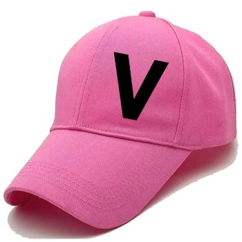 Unisex Solid V Printed Cotton Cap - Pink