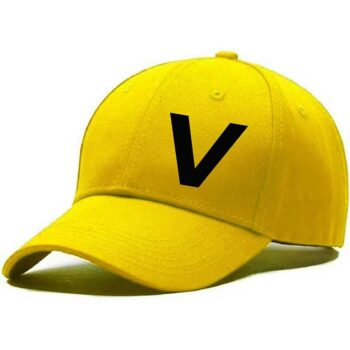 Unisex Solid V Printed Cotton Cap - Yellow