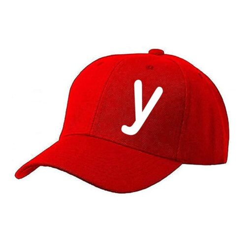 Unisex Solid Y Printed Cotton Cap - Red