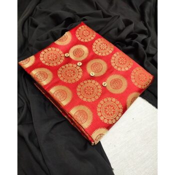 Varnam Latest Banarasi Silk Dress Material with Jacquard Weaving - Pink