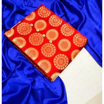Varnam Latest Banarasi Silk Dress Material with Jacquard Weaving - Red