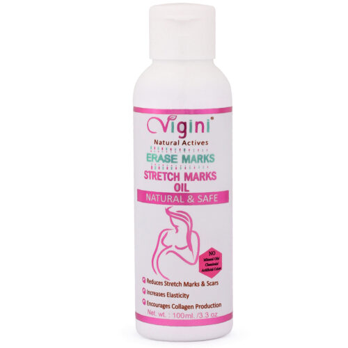 Vigini Natural Actives Erase Stretch Marks & Scars Removal Oil Cream with Bio Oils & Use as Body Butter | Remove Remover Removing Stretch Mark In During After Pregnancy for Women & Hyper Pigemantation Anti-Aging Uneven Skin Men Use-100ml
