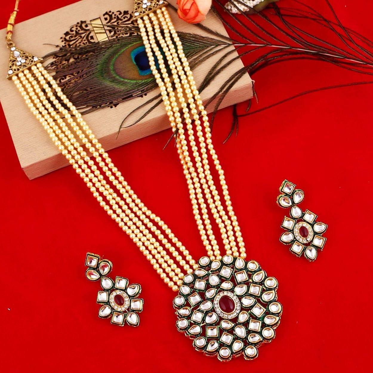 Ethnic Kundan And Beads Necklace Set