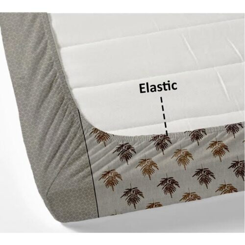 Glace Cotton Elastic Fitted Double Bedsheet Queen Size 2 3