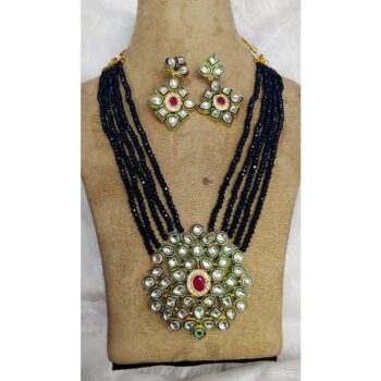 Precious Crystal Beads And Kundan Necklace Set
