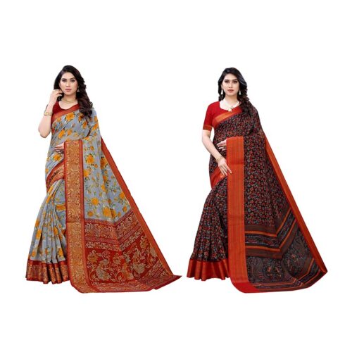 Special Printed Cotton Blend Saree (Pack of 2)