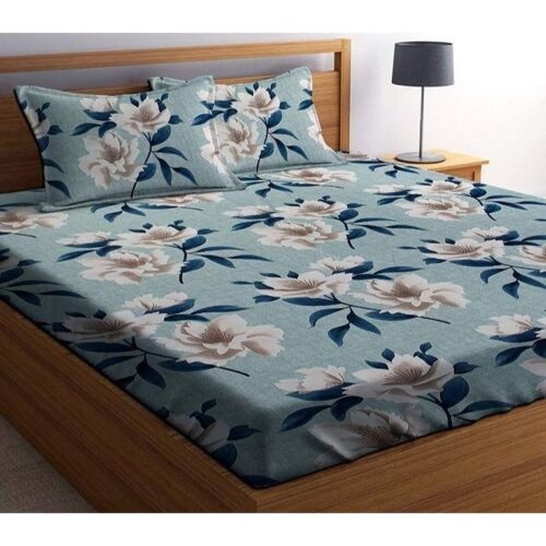 100 Percent Glace cotton Fitted bed sheet with 2 pillow covers