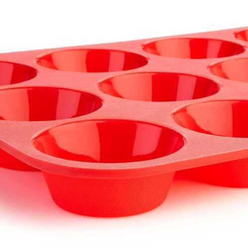 12 Cup Silicone Muffin Cupcake Mould Baking Tray Red 4