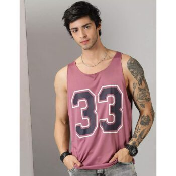 Sleeveless Printed Bulls 23 T-Shirt for Men - Dusty Pink