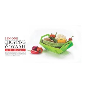 3 in 1 Fruit & Vegetable Chopping Board Wash Folding Basket (Pack of 1)
