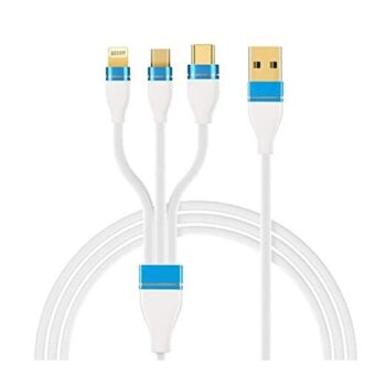 3 in 1 Nylon Braided 3.0 A 1 m Data Cable for Charging Micro USB for iOS and Type C 1