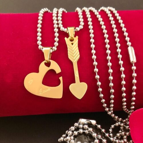 Beauteous Stainless Steel Couple Pendants With Chain