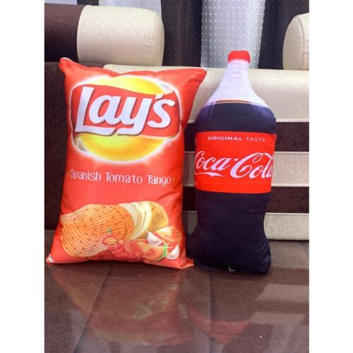Coca Cola Pillow | Combo Chips & Bottle Pillows (Pack of 2)