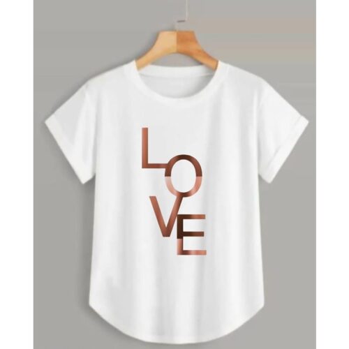 Cotton Blend Graphic Print T-Shirt For Women