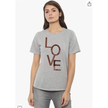 Cotton Blend Graphic Print  T-Shirt For Women