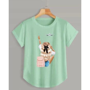 Cotton Blend Graphic Print T-Shirt For Women