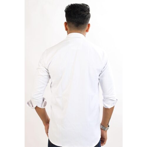 Cotton Printed Full Sleeves Regular Fit Men Casual Shirt White 3