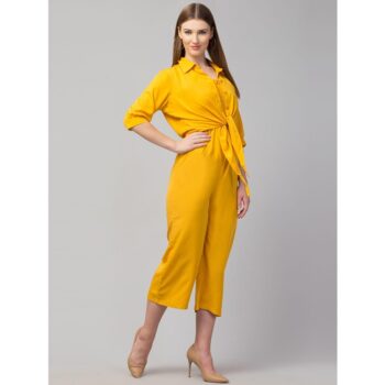 Crepe Printed Jumpsuit for Women Mustard 3