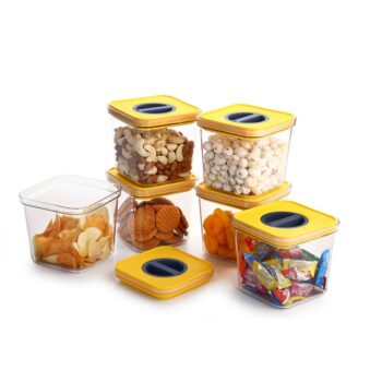 Kitchenware Lock N Seal Yellow Plastic Airtight Storage Containers 1000 ml (Set Of 6) 1