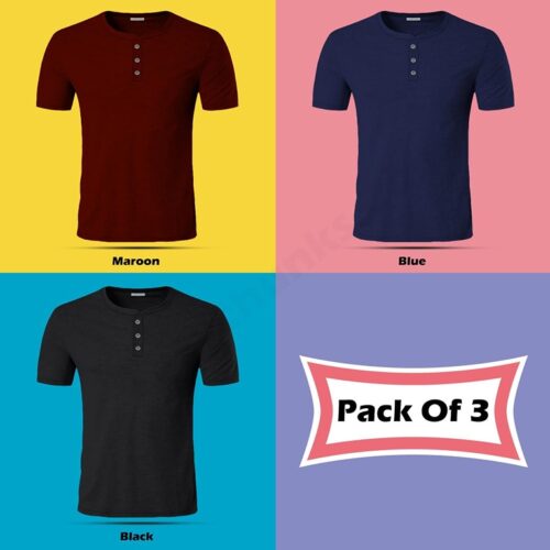 LazyChunks T-Shirt Cotton Half Sleeve For Men (Pack Of 3)
