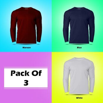 LazyChunks T-Shirt Cotton Solid Round Neck For Men (Pack of 3)