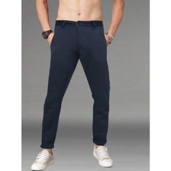 Lycra Solid Slim Fit Casual Chinos