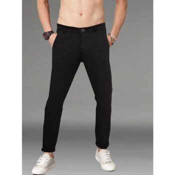 Lycra Solid Slim Fit Casual Chinos