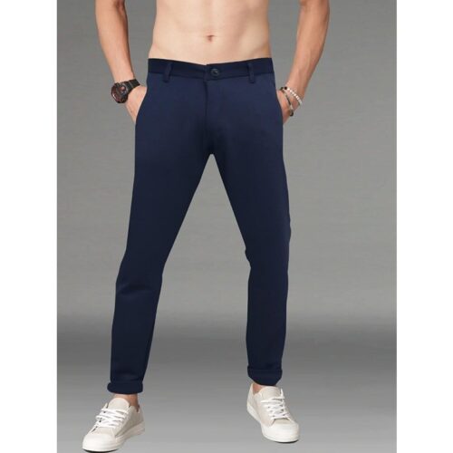 Lycra Solid Slim Fit Casual Chinos 2 3