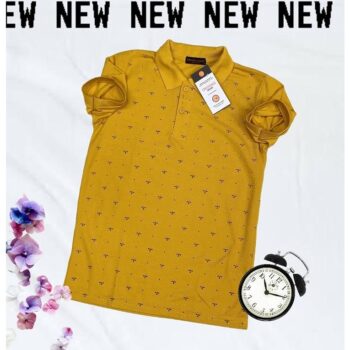 Matty Printed Half Sleeves Polo T-Shirt - Mustard