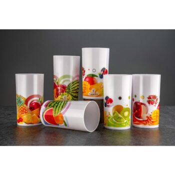 New Fruits Printed 300ml Drinking Glasses (Set of 6)