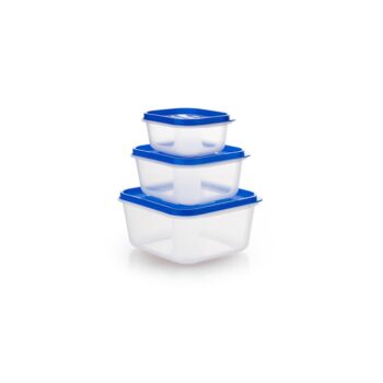 New Stylish Rectangle Storage Container 700Ml, 1400Ml, 2400Ml Set Of 3 (Blue) 1