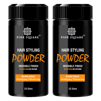 Pink Square Hair Styling Powder, Matte Finish, 24 hrs hold, Natural & Safe Hair Volumizing Powder strong hold - Pack of 1, 15 Gm