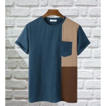 Poly Cotton Color Block Half Sleeves Round Neck T-Shirt 1