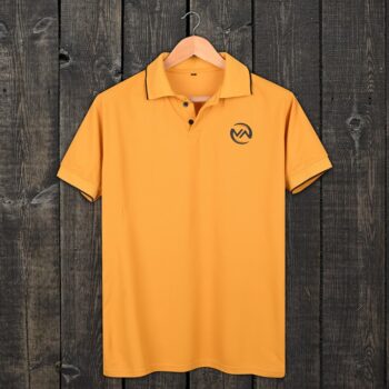 Poly Cotton Printed Half Sleeve Men Polo T-shirt - Yellow